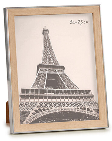 fotolijst 25x 20 cm glas/hout zilver/bruin