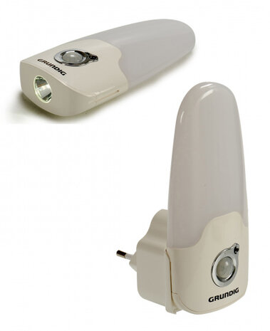 nacht-/noodlamp sensor led 230V/50Hz wit 2-delig