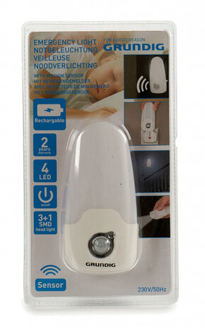 nacht-/noodlamp sensor led 230V/50Hz wit 2-delig
