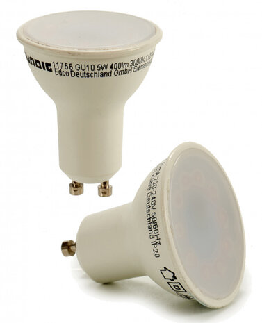 ledlampen GU10 220-240V 5W 3000K wit 2 stuks