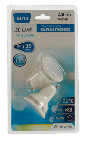 ledlampen GU10 220-240V 5W 3000K wit 2 stuks