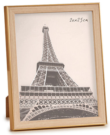 fotolijst 25x 20 cm glas/hout goud/bruin