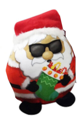 knuffelbal kerstman sok 14 cm pluche rood/wit