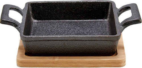 braadslede 18,5 x 14 cm staal grijs/naturel 2-delig