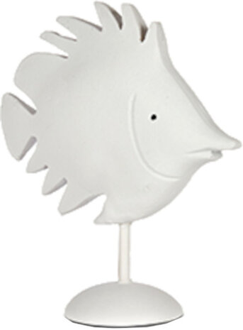 decoratiebeeld vis 18 x 7 x 20 cm polyresin wit