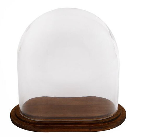 stolp ovaal 18 x 20 cm glas/hout transparant