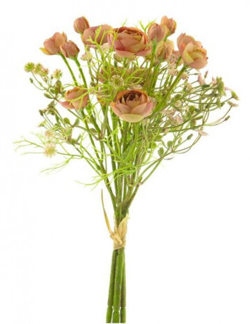 droogbloemen Rozen 37 cm zijde groen/lichtroze
