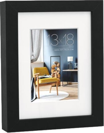 fotolijst Niki passe-partout 9 x 13/13 x 18 cm MDF zwart