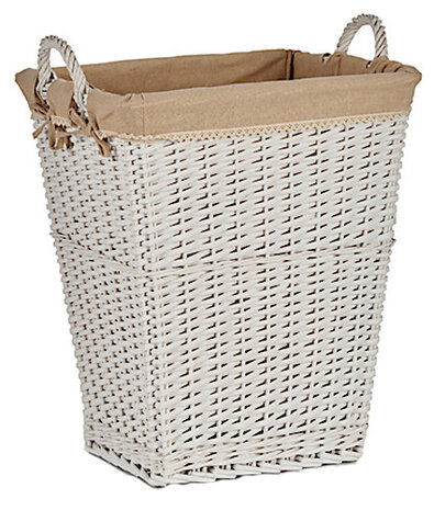 wasmand 48 x 36 x 57 cm riet wit/bruin