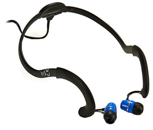 plug-koptelefoon waterdicht 3,5 mm jack zwart/blauw