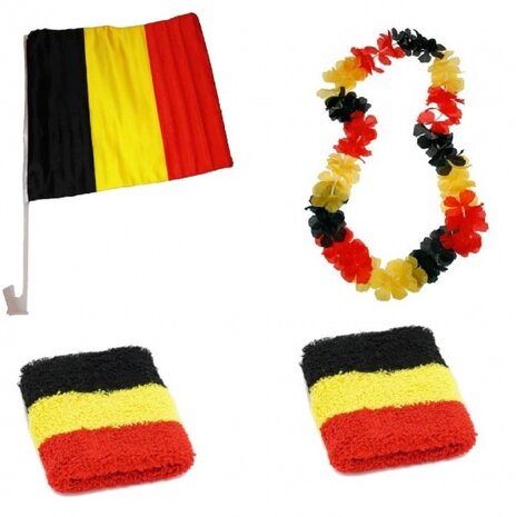 Fanset 4-delig zwart/geel/rood