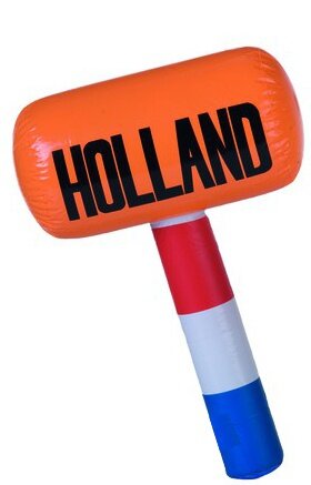 Opblaasbare hamer oranje/rood/wit/blauw 60 cm