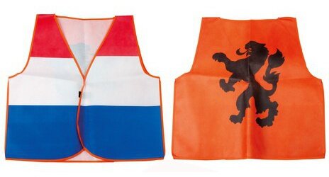 Supportersvest oranje/rood/wit/blauw one size