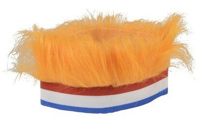 Hoofdband met pruik oranje
