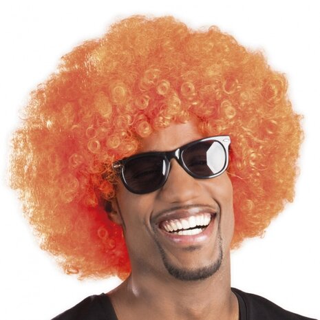 pruik Afro unisex oranje
