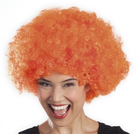 pruik Afro unisex oranje