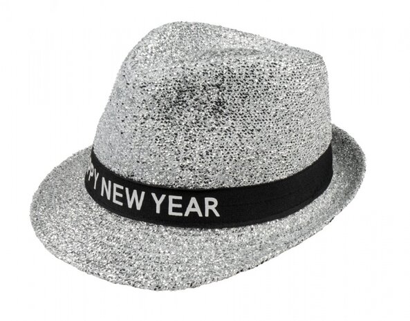 hoed Sparkling &#039;Happy New Year&#039; unisex zilver one size