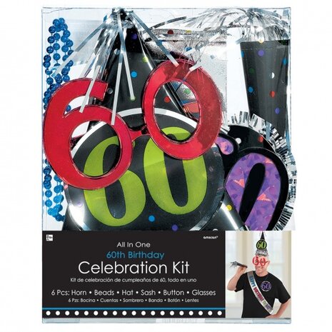 verjaardagsfeestset 60 jaar multicolor 6-delig