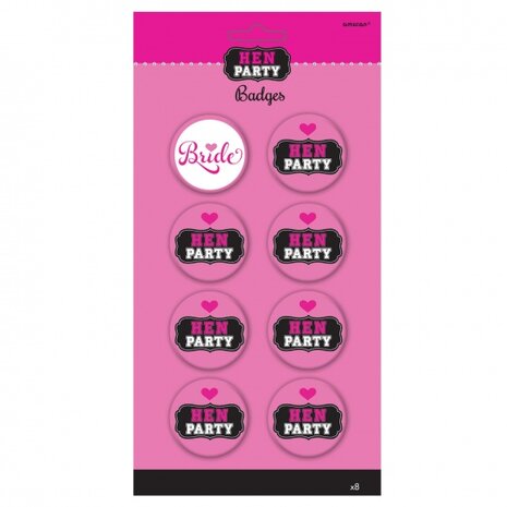 buttons Hen Party 4,5 cm aluminium 8 stuks