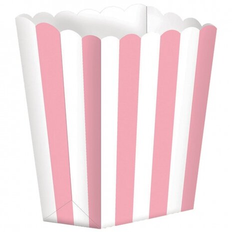 snoepbakjes streep 5 stuks 9,5 x 13,5 cm lichtroze