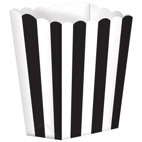 snoepbakjes streep 5 stuks 9,5 x 13,5 cm zwart