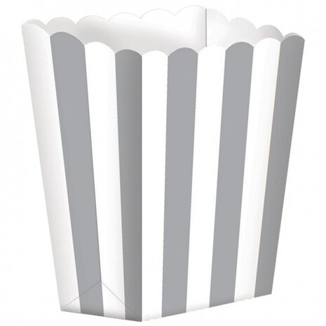 snoepbakjes streep 5 stuks 9,5 x 13,5 cm zilver