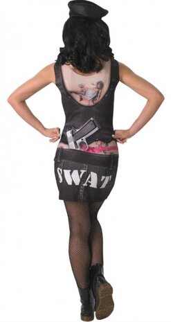 sexy politiejurk Swat dames polyester zwart maat S