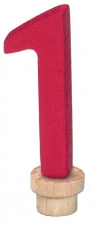verjaardagscijfer 1 ringplug 7 cm rood