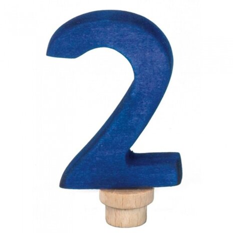 verjaardagscijfer 2 ringplug 7 cm blauw