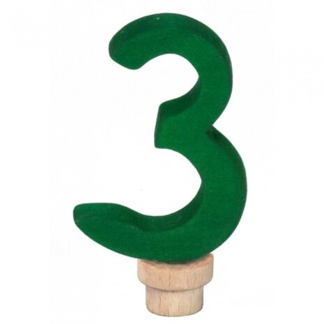verjaardagscijfer 3 ringplug 7 cm groen