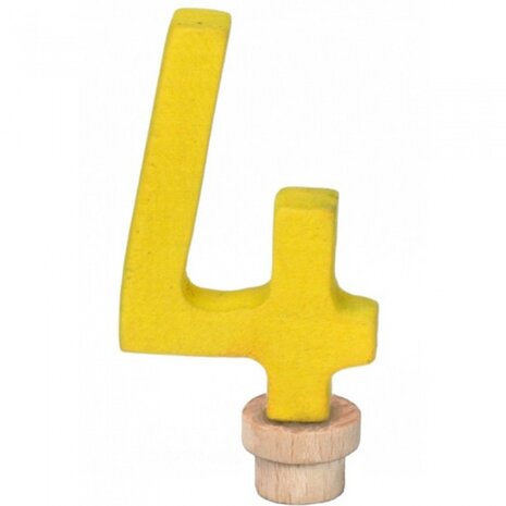 verjaardagscijfer 4 ringplug 7 cm geel