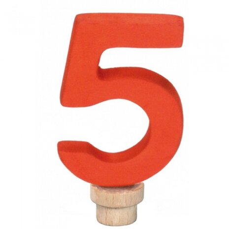verjaardagscijfer 5 ringplug 7 cm oranje