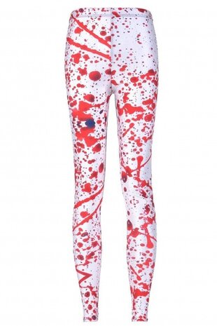 legging bloedspetters dames wit/rood one size