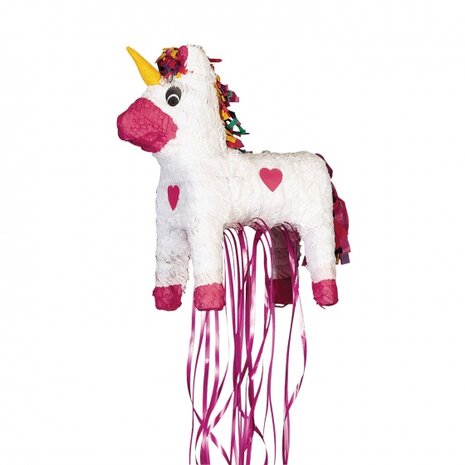 pi&ntilde;ata eenhoorn roze/wit 35x47 cm