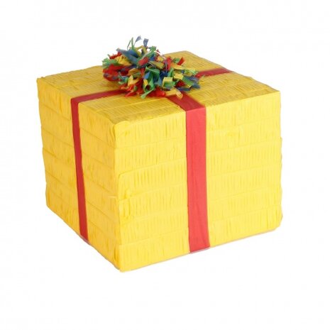pi&ntilde;ata cadeau geel 42x37 cm