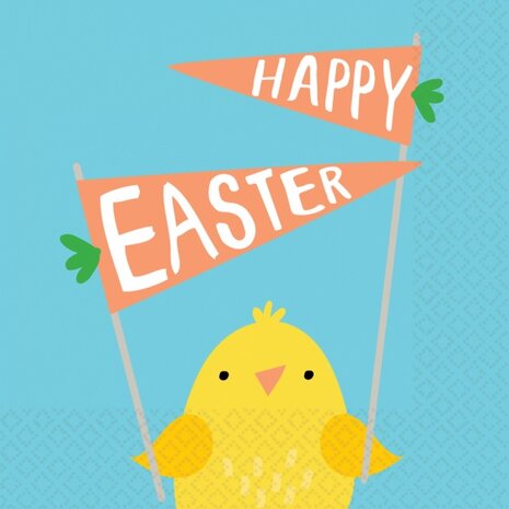 servetten Happy Easter 25 cm blauw 16 stuks