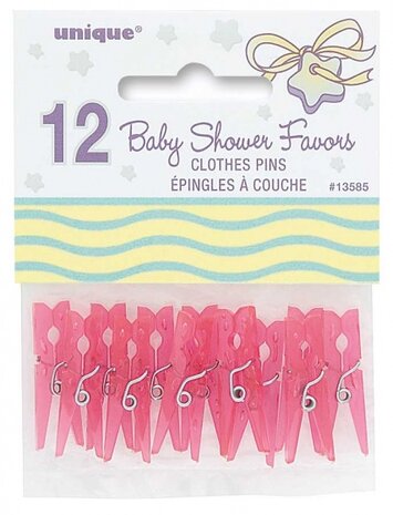 wasknijpers Mini roze 12 stuks