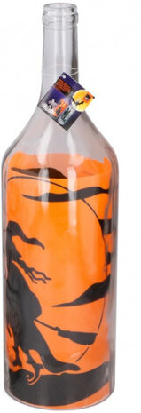 lamp fles Halloween heks LED glas 14,7x52 cm oranje