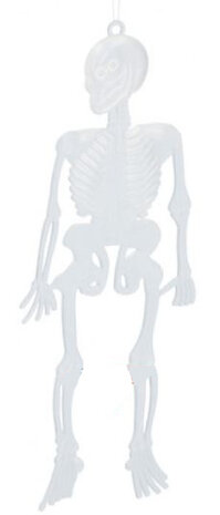 mini skelet glow in the dark 15 cm kunststof wit 10 stuks