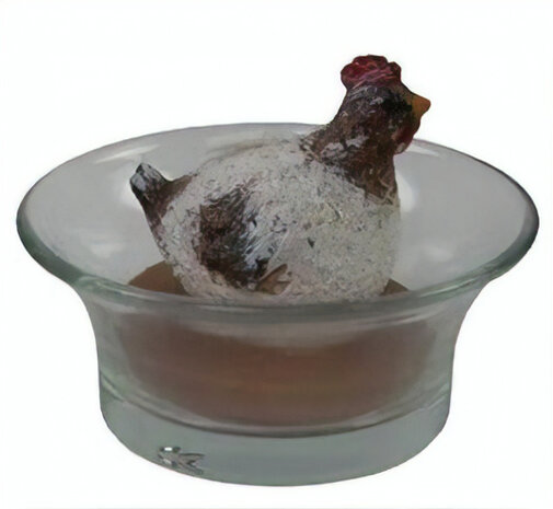 waxinelichthouder met kaars kip 6,5 x 3 cm