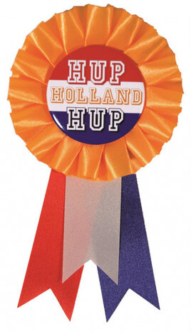 rozet &#039;&#039;Hup holland hup&#039;&#039; oranje 8 x 14,5 cm