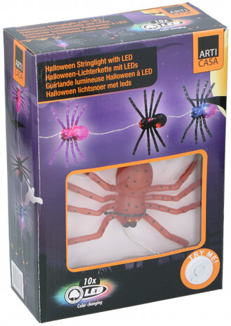 lichtsnoer Halloween spin LED kunststof zwart/paars