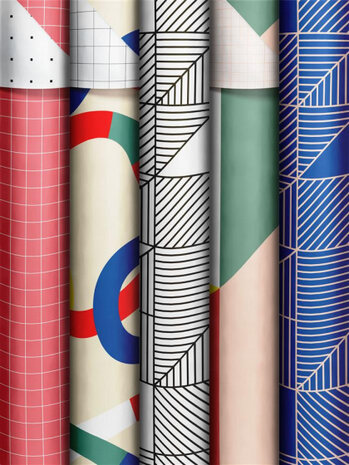 inpakpapier Geometric Twist 60 rollen multicolor