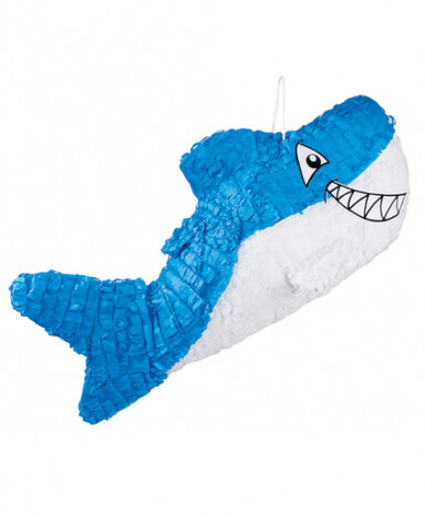 pi&ntilde;ata haai 60 x 27 cm papier blauw/wit