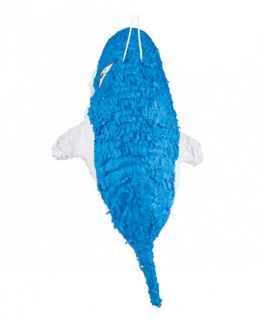 pi&ntilde;ata haai 60 x 27 cm papier blauw/wit