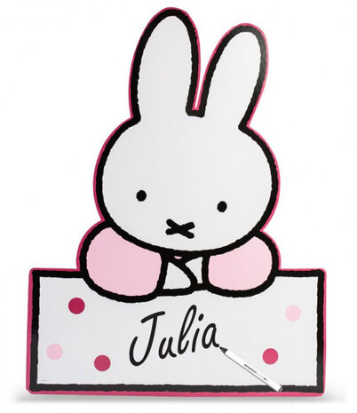 geboortebord Nijntje baby papier 60 cm wit/roze