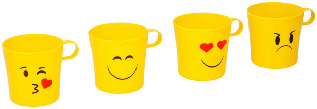 drinkbekerset 8 x 10 cm 250 ml geel 4 stuks 4 Drinkbekers