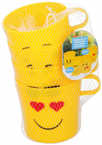 drinkbekerset 8 x 10 cm 250 ml geel 4 stuks 4 Drinkbekers
