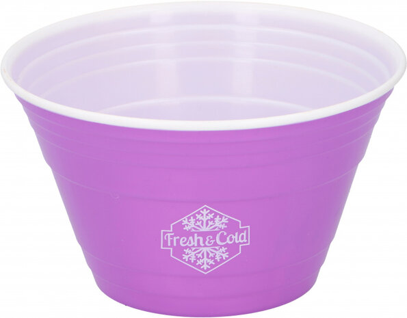 feestkom dubbelwandig 15 x 9 cm polypropyleen paars/wit