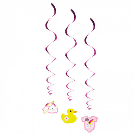 decoratieswirls Baby girl meisjes 60 cm PVC/papier roze